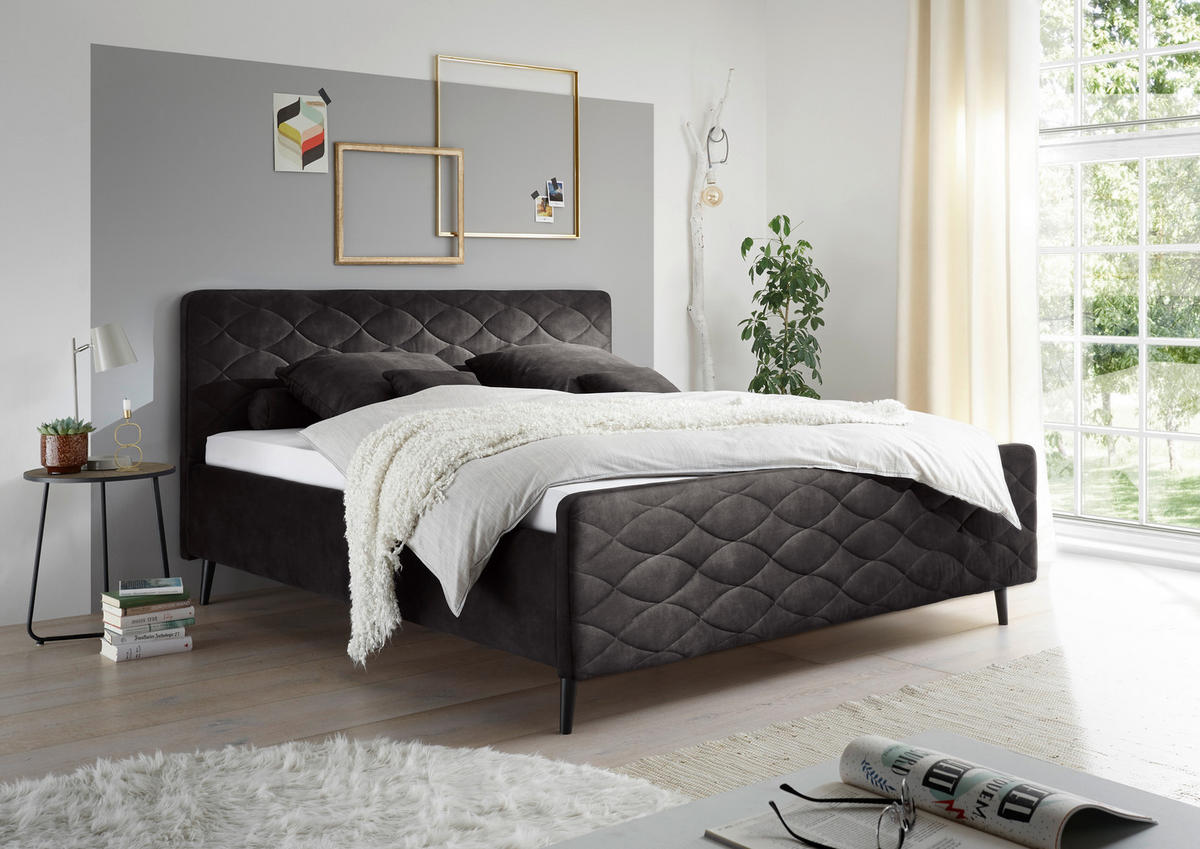 ČALOUNĚNÁ POSTEL, 180/200 cm, tmavě šedá - tmavě šedá, Basics, dřevo/kompozitní dřevo (180/200cm) - MID.YOU