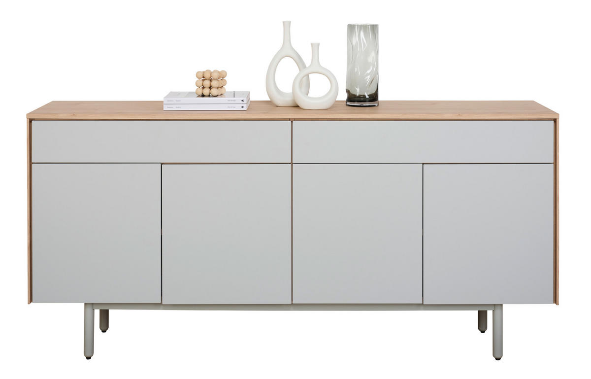 SIDEBOARD Eichefarben, Grau  180/86/42 cm  - Eichefarben/Grau, Design, Holzwerkstoff (180/86/42cm) - home24