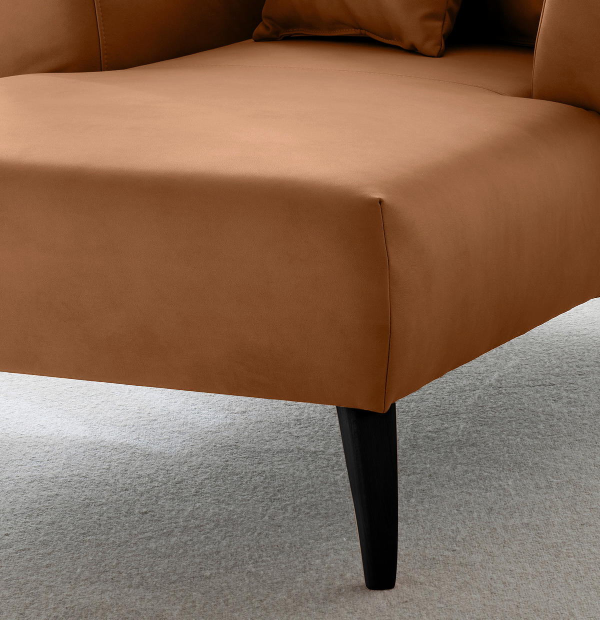 XXL-SESSEL in Lederlook Cognac  - Cognac/Schwarz, Modern, Holz/Textil (108/84/155cm) - Livetastic