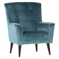 SESSEL in Velours Petrol  - Petrol/Schwarz, Design, Holz/Textil (77/93/80cm) - MID.YOU