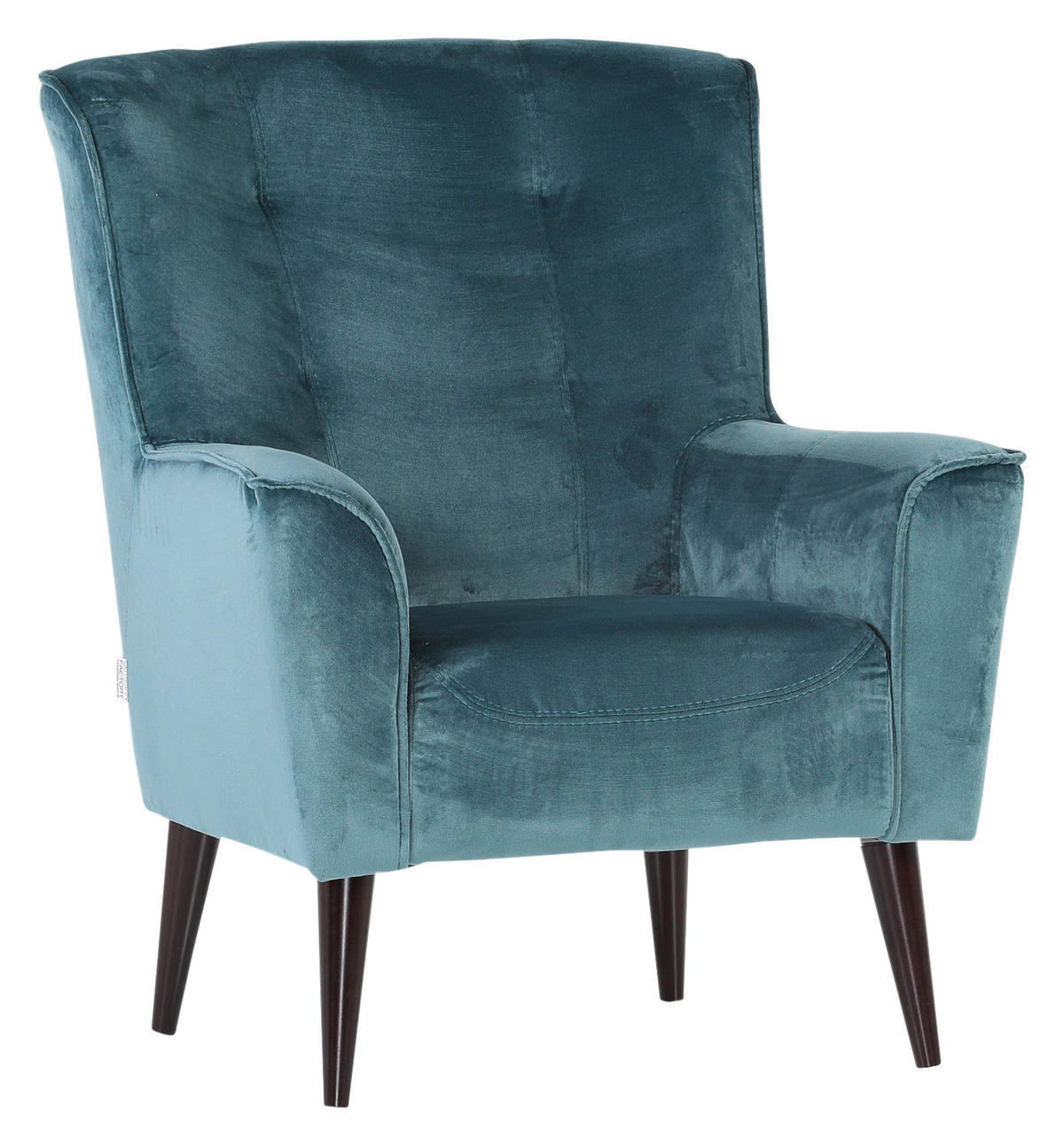 SESSEL in Velours Petrol  - Petrol/Schwarz, Design, Holz/Textil (77/93/80cm) - MID.YOU