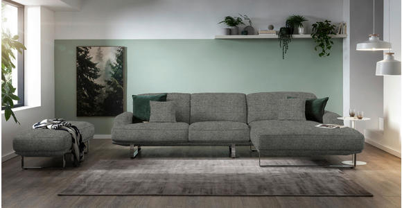 ECKSOFA Grau Webstoff  - Grau, Design, Textil/Metall (304/184cm) - Dieter Knoll