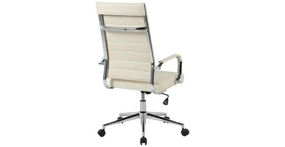 DREHSTUHL Chromfarben, Beige  - Chromfarben/Beige, KONVENTIONELL, Leder/Kunststoff (63,5/103/112.5/55,5cm) - Venda