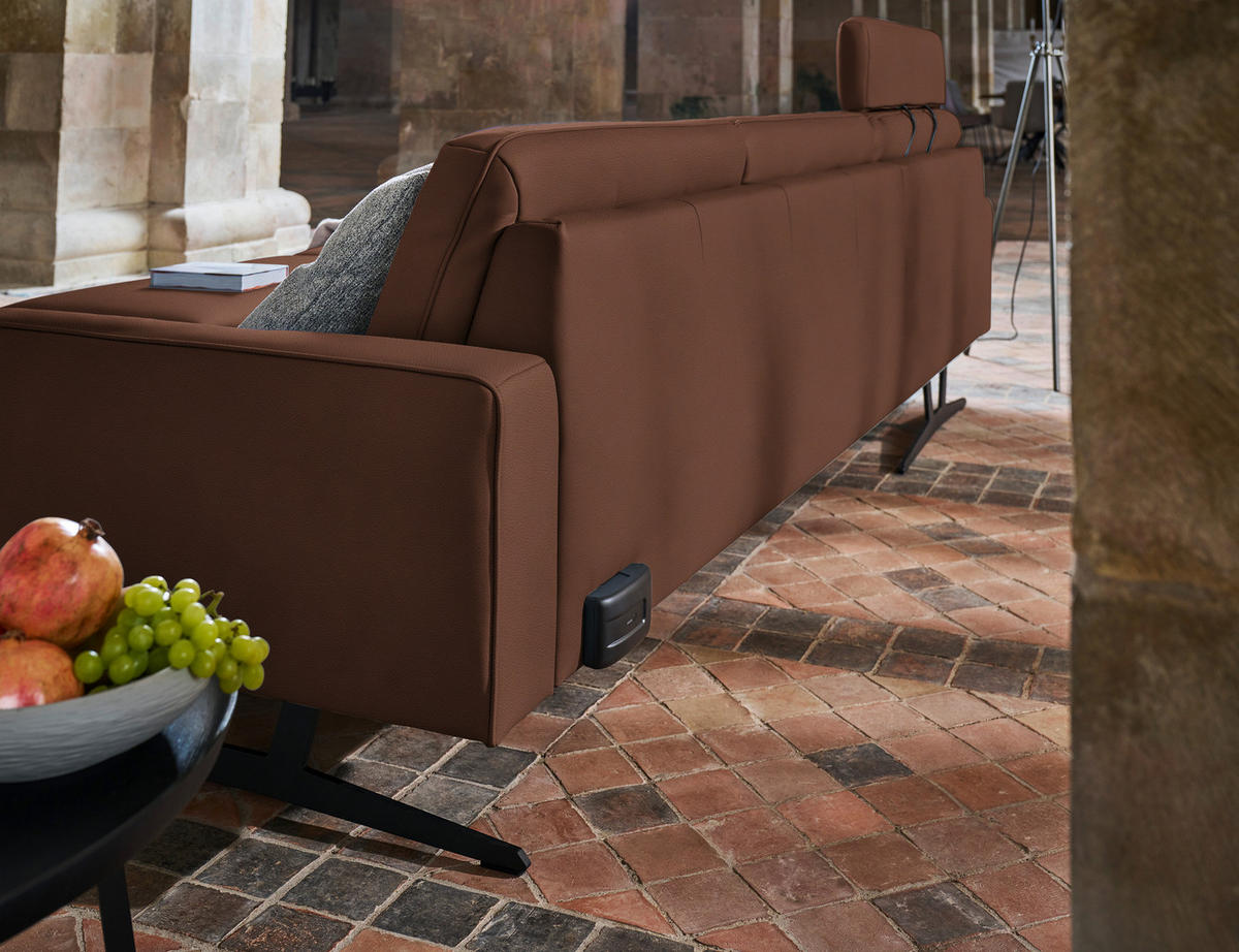 ECKSOFA Nova in Echtleder Braun  179/324 cm  - Anthrazit/Braun, KONVENTIONELL, Leder/Metall (179/324cm) - Johann Jakob