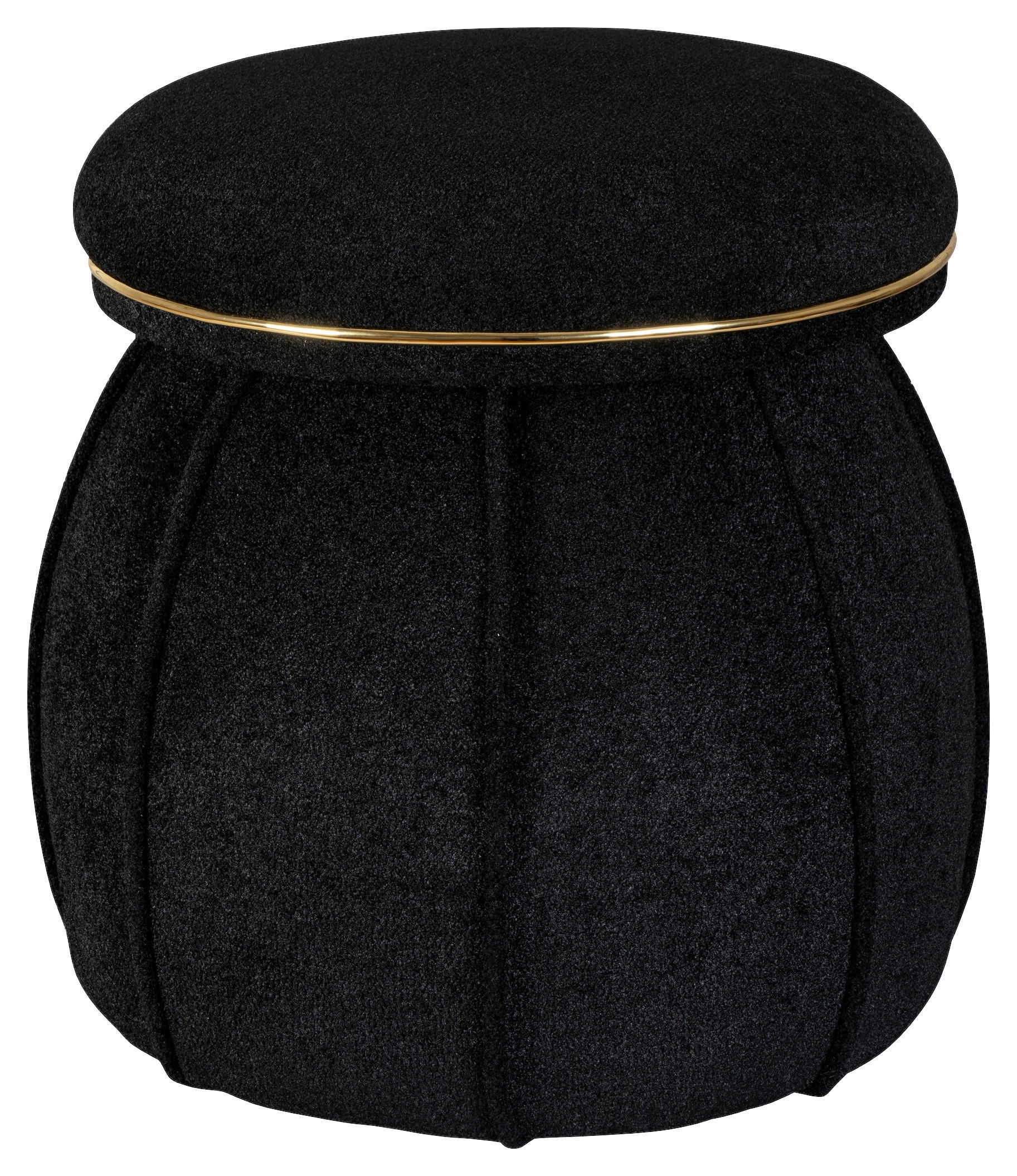 HOCKER in Textil Schwarz, Goldfarben  - Goldfarben/Schwarz, Design, Textil (51,5/55cm) - Kayoom