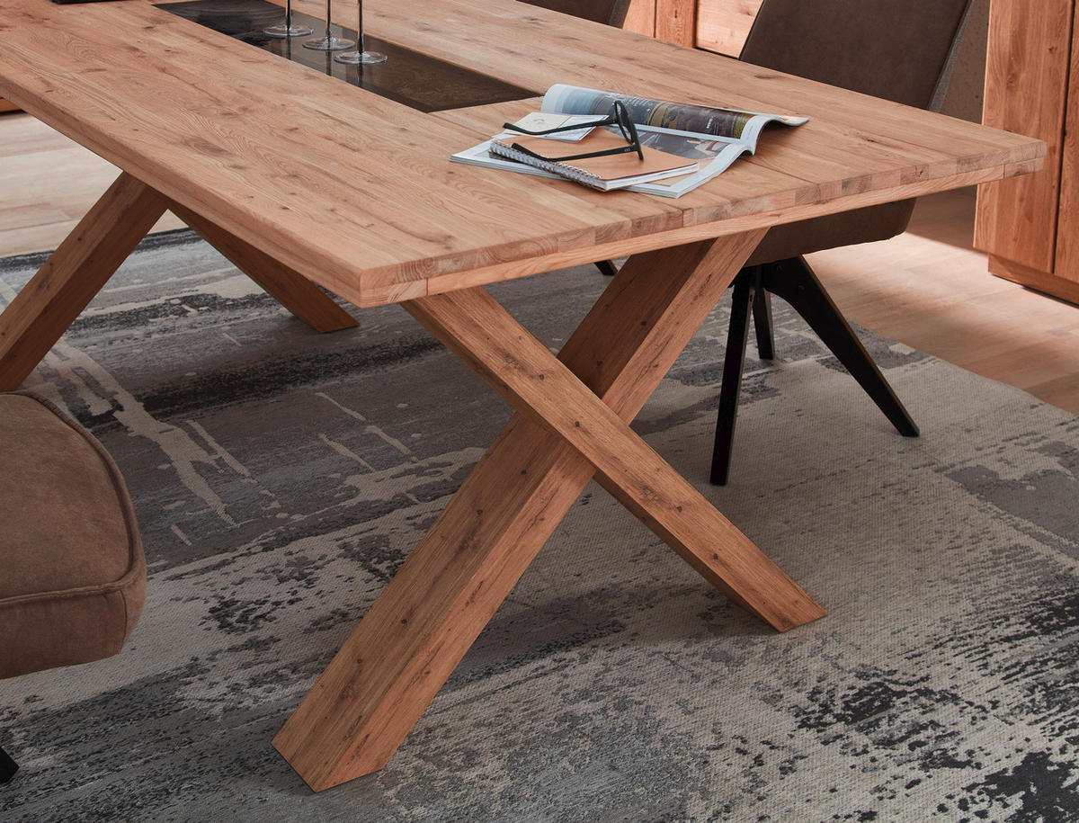ESSTISCH in Holz, Glas, Holzwerkstoff  - Wildeiche/Schwarz, Natur, Glas/Holz (200/78/100cm) - Livetastic