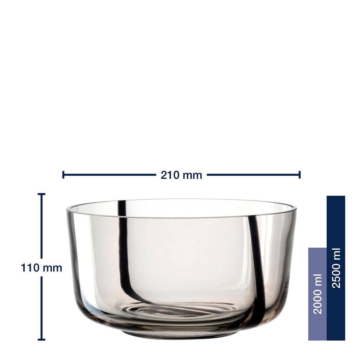 SCHALE ALVEO   - Klar/Schwarz, Design, Glas (21/11/21cm) - Leonardo