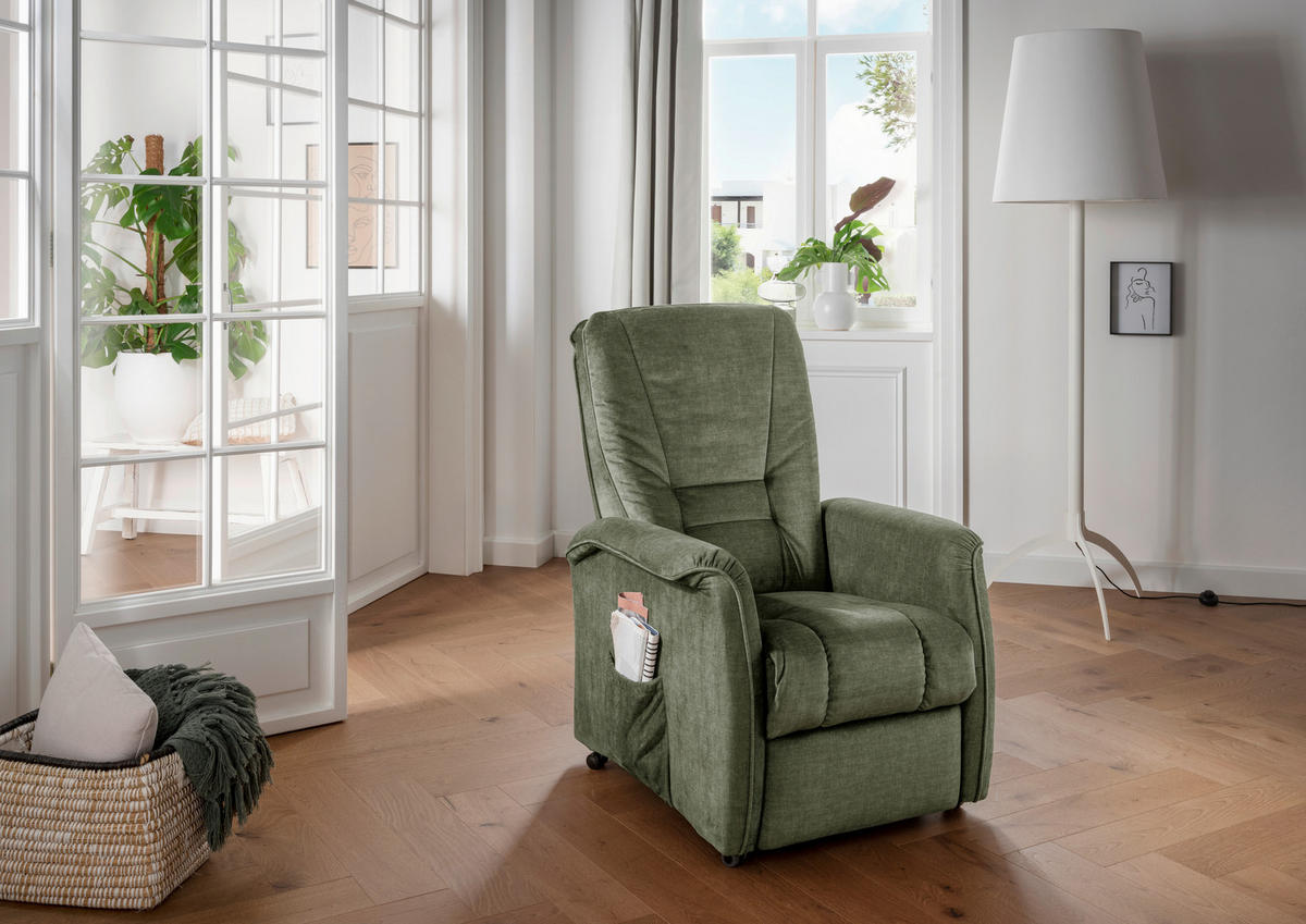 FERNSEHSESSEL Velours Dunkelgrün  - Dunkelgrün/Schwarz, Design, Kunststoff/Textil (77/107/88cm) - Livetastic