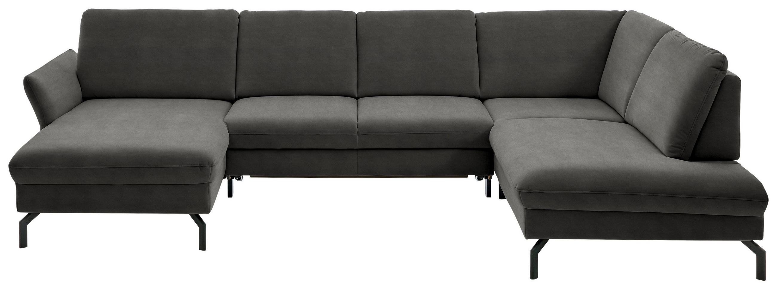 WOHNLANDSCHAFT in Velours Grau  - Schwarz/Grau, Design, Textil/Metall (179/335/220cm) - Beldomo System