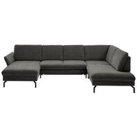 WOHNLANDSCHAFT in Velours Grau  - Schwarz/Grau, Design, Textil/Metall (179/335/220cm) - Beldomo System
