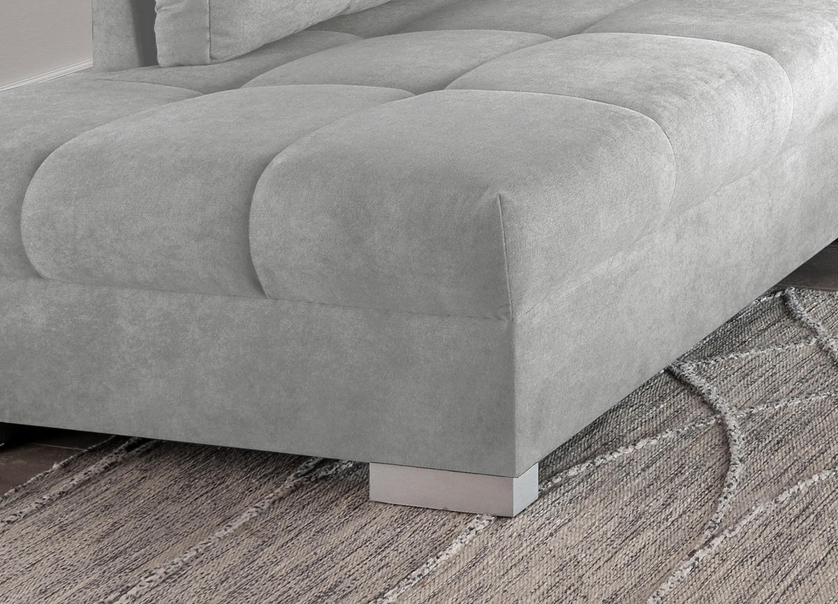ECKSCHLAFSOFA Silberfarben Mikrofaser  - Silberfarben, Design, Holz/Textil (202/298cm) - MID.YOU
