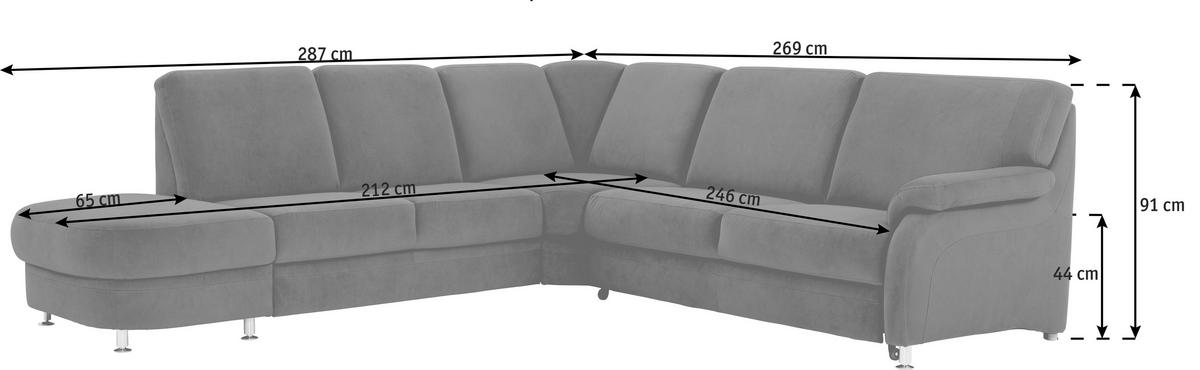 ECKSOFA in Flachgewebe Terracotta  - Terracotta/Alufarben, Konventionell, Textil/Metall (287/269cm) - Beldomo System