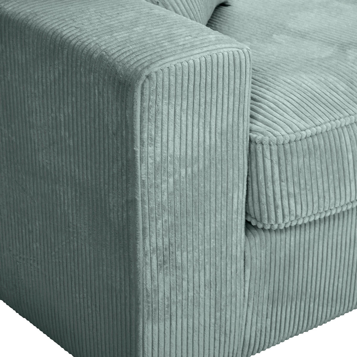 ECKSOFA  in Cord Mintgrün Zierkissen, Rückenkissen, Rücken echt  307/228 cm  - Schwarz/Mintgrün, MODERN, Kunststoff/Textil (307/228cm) - Carryhome