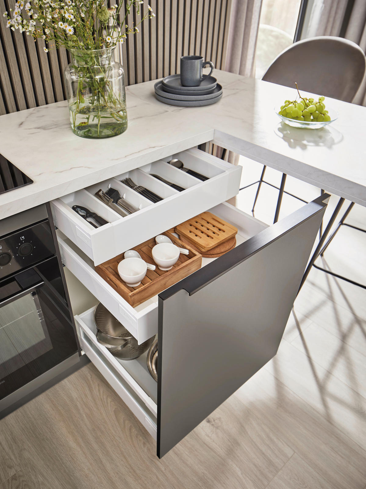 EINBAUKÜCHE   - Grau, Design, Holzwerkstoff - Xora