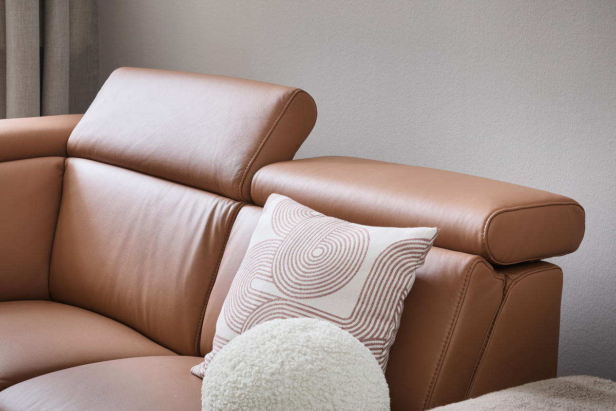 ECKSOFA in Echtleder Braun  - Schwarz/Braun, Design, Leder/Metall (271/239cm) - Cantus