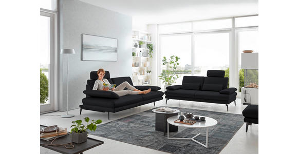 3-SITZER-SOFA in Leder Anthrazit - Anthrazit/Schwarz, Design, Leder/Metall (222/86/104cm) - Dieter Knoll
