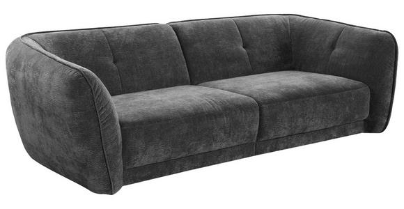 BIGSOFA Chenille Grau - Schwarz/Grau, KONVENTIONELL, Kunststoff/Textil (290/86/121cm) - Cantus