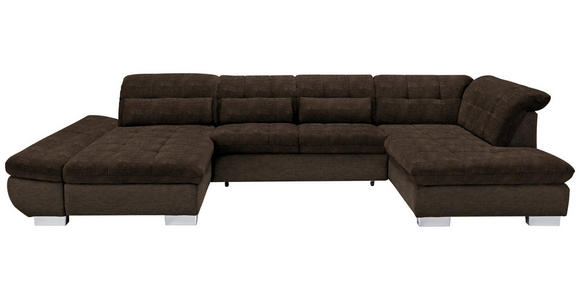 WOHNLANDSCHAFT  in Mikrofaser Braun  - Chromfarben/Braun, Design, Kunststoff/Textil (204/350/211cm) - Xora