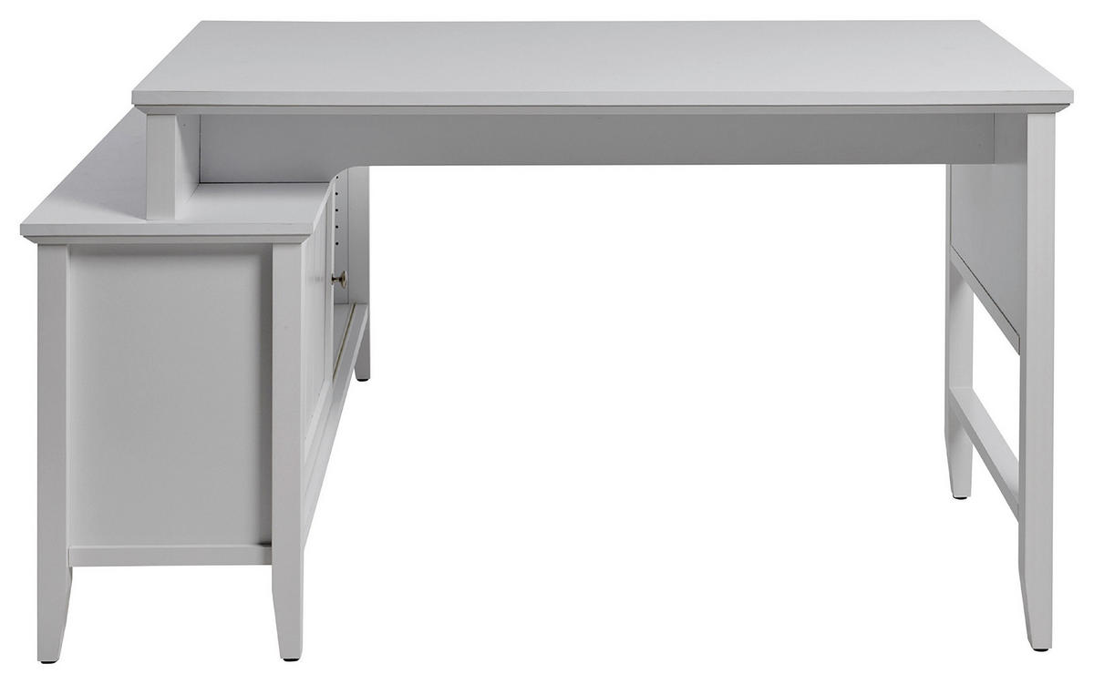 ECKSCHREIBTISCH 145/120/77 cm  in Weiss  - Weiss/Silberfarben, Modern, Holzwerkstoff/Metall (145/120/77cm) - MID.YOU