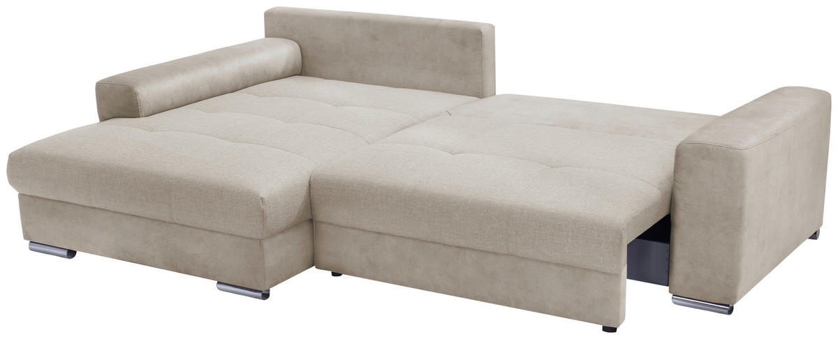 ECKSOFA in Struktur Beige  - Chromfarben/Beige, Design, Textil/Metall (177/269cm) - Livetastic