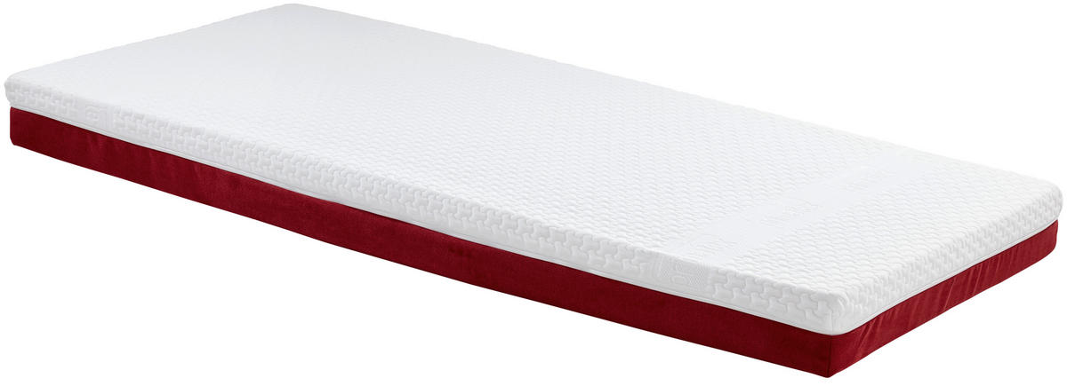 Taschenfederkernmatratze 90/200 cm, Höhe ca.: 17,5 cm, H2 = mittel, 7-Zonen - Rot/Weiß, Textil (90/200cm) - Primatex