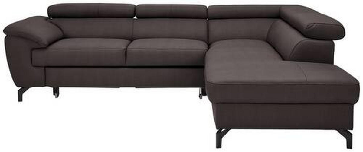 ECKSOFA Dunkelbraun Echtleder  - Dunkelbraun/Schwarz, Design, Leder/Metall (256/220cm) - Celina Home