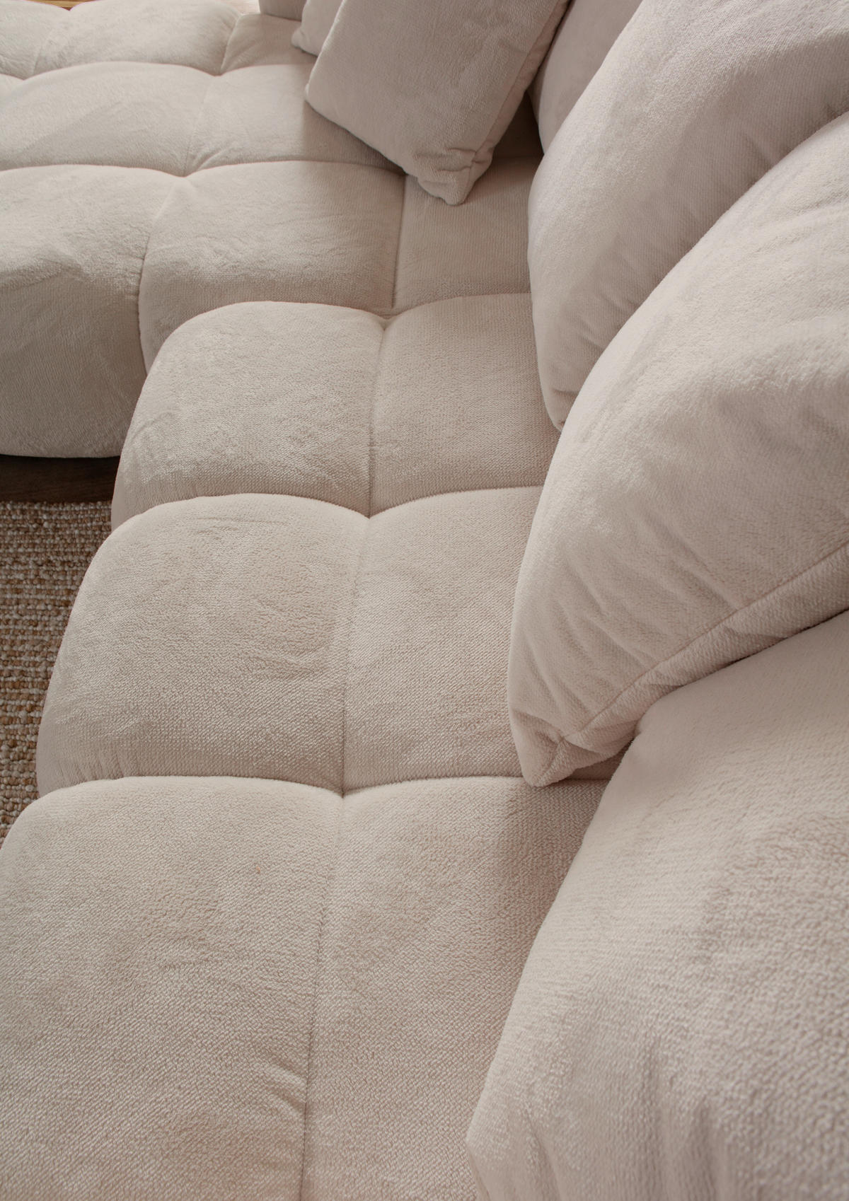 HÖRNSOFFA i plysch beige  - beige/mörkbrun, Klassisk, trä/textil (190/288cm) - MID.YOU