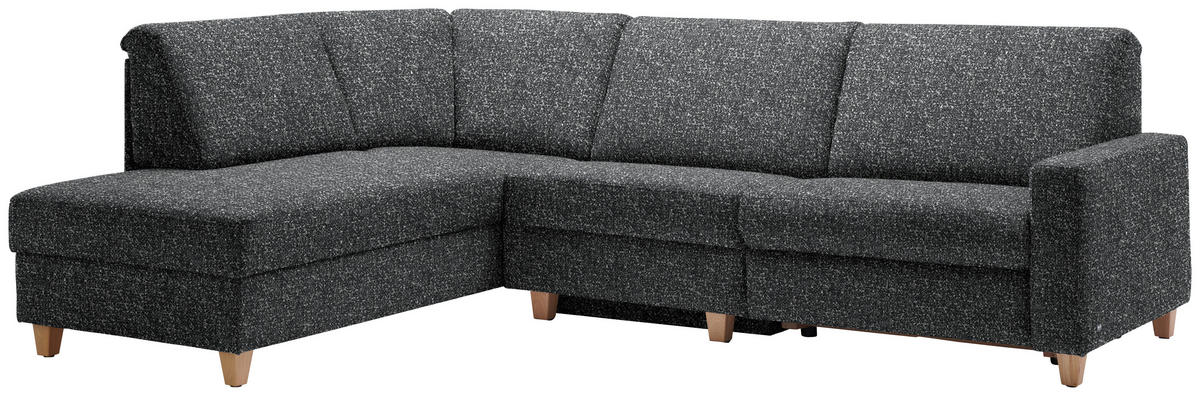 ECKSOFA  in Mikrovelours Anthrazit  203/261 cm  - Eichefarben/Anthrazit, KONVENTIONELL, Holz/Textil (203/261cm) - Sedda