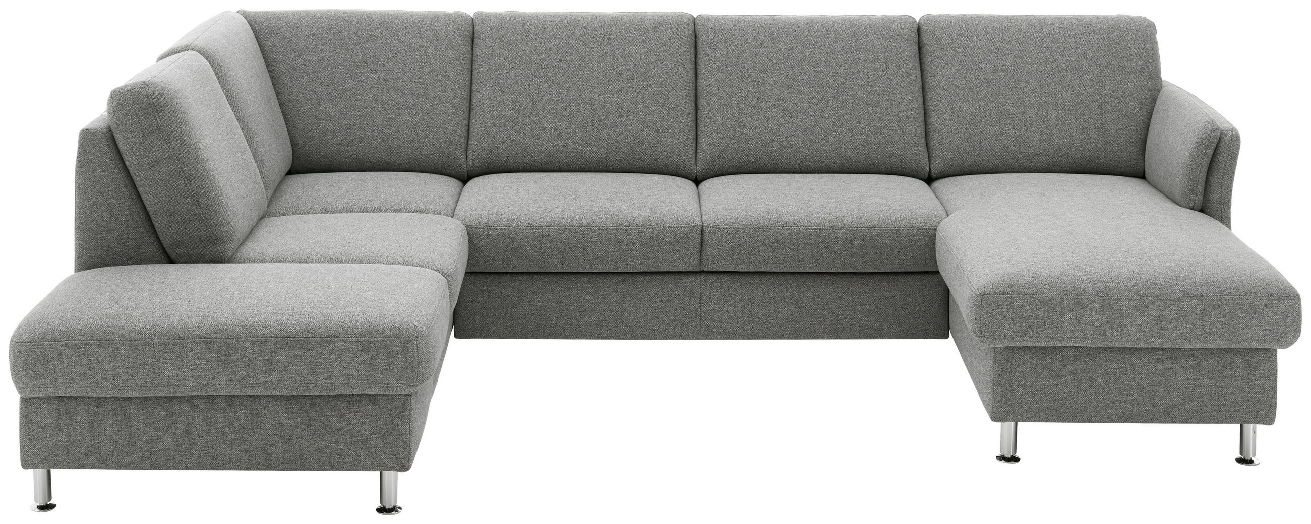 WOHNLANDSCHAFT in Flachgewebe Grau  - Chromfarben/Grau, KONVENTIONELL, Textil/Metall (200/217cm) - Voleo