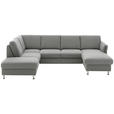 WOHNLANDSCHAFT in Flachgewebe Grau - Chromfarben/Grau, KONVENTIONELL, Textil/Metall (200/217cm) - Voleo