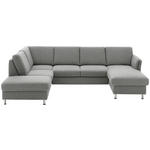 WOHNLANDSCHAFT in Flachgewebe Grau  - Chromfarben/Grau, KONVENTIONELL, Textil/Metall (200/217cm) - Voleo