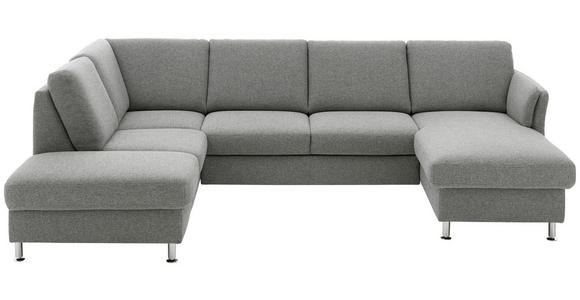 WOHNLANDSCHAFT in Flachgewebe Grau - Chromfarben/Grau, KONVENTIONELL, Textil/Metall (200/217cm) - Voleo