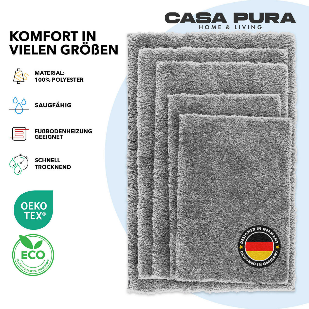 BADEMATTE SKY Silberfarben 80/150 cm  - Silberfarben, Basics, Kunststoff/Textil (80/150cm) - Floordirekt