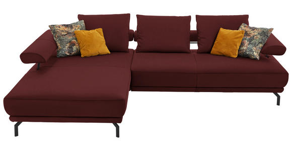 ECKSOFA in Echtleder Brombeere 224/305 cm - Brombeere/Schwarz, Design, Leder/Metall (224/305cm) - Dieter Knoll
