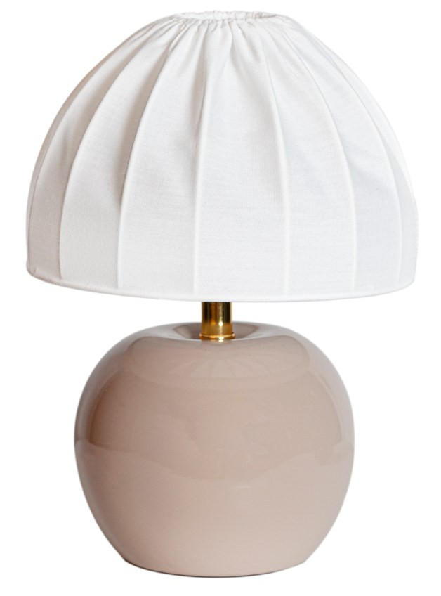BORDSLAMPA 20/27 cm   - vit/beige, Klassisk, textil/keramik (20/27cm) - Cottex