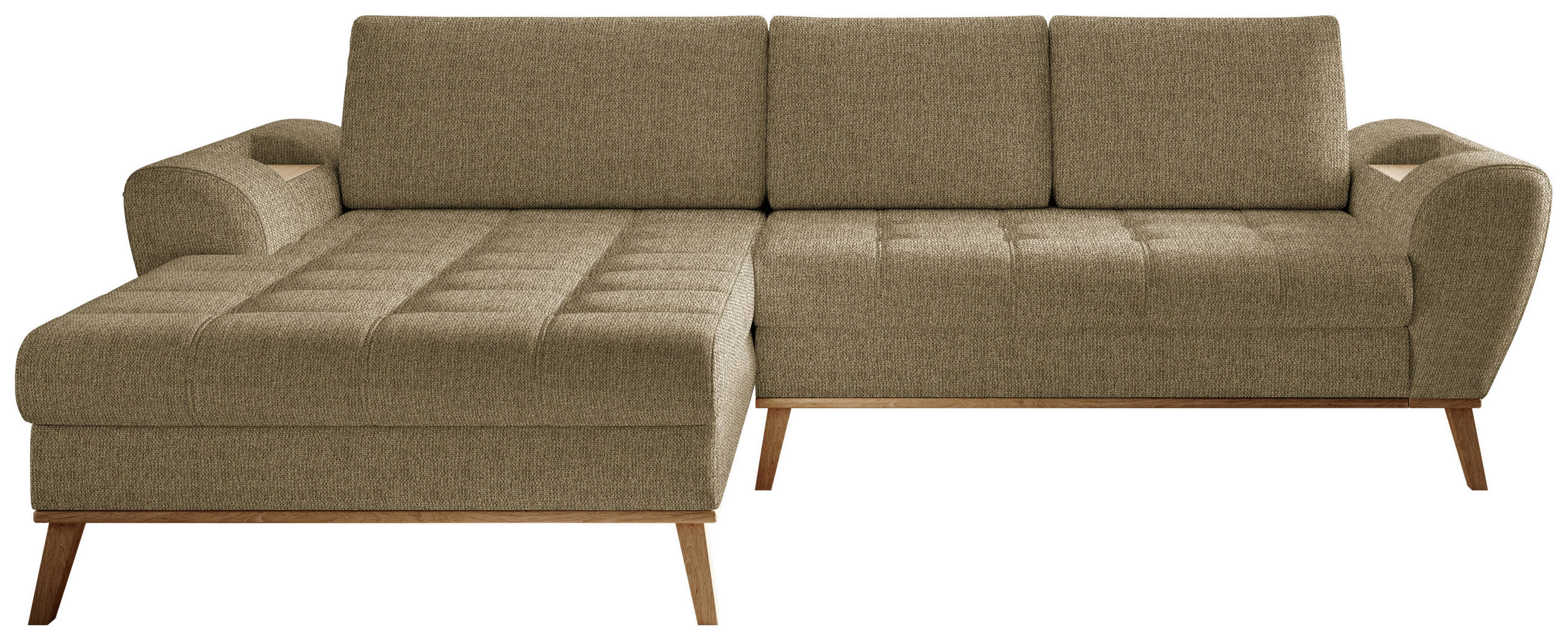 ECKSOFA in Webstoff Olivgrün  - Eichefarben/Olivgrün, Design, Holz/Textil (175/282cm) - Carryhome