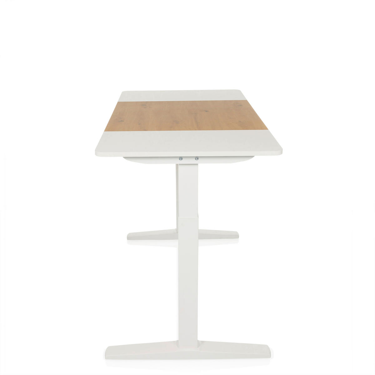 SKRIVBORD 140/70/73 - 118 cm  i vit, ekfärgad  - vit/ekfärgad, Modern, metall/trämaterial (140/70/73 - 118cm) - MID.YOU