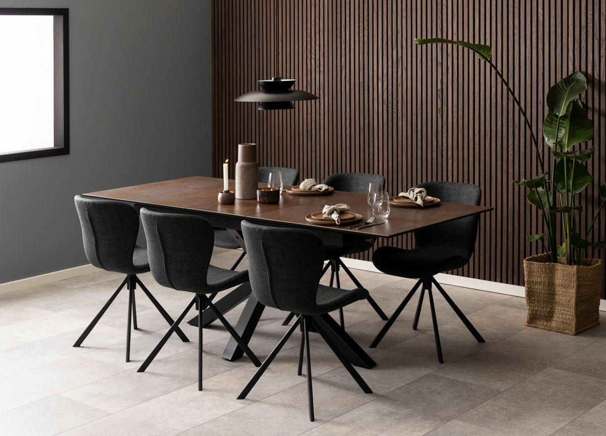 STUHL  in Webstoff Textil, Metall  - Dunkelgrau/Schwarz, Design, Textil/Metall (46,5/81/53cm) - MID.YOU