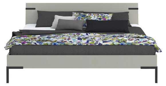 BETT 200/200 cm,  in Hellgrau  - Hellgrau/Schwarz, Design, Metall (200/200cm) - Xora