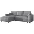 ECKSOFA Grau Cord Zierkissen, Rückenkissen, Bettkasten, Schlaffunktion, Rücken echt, Liegefläche im Originalstoff  - Schwarz/Grau, MODERN, Kunststoff/Textil (190/280cm) - Carryhome