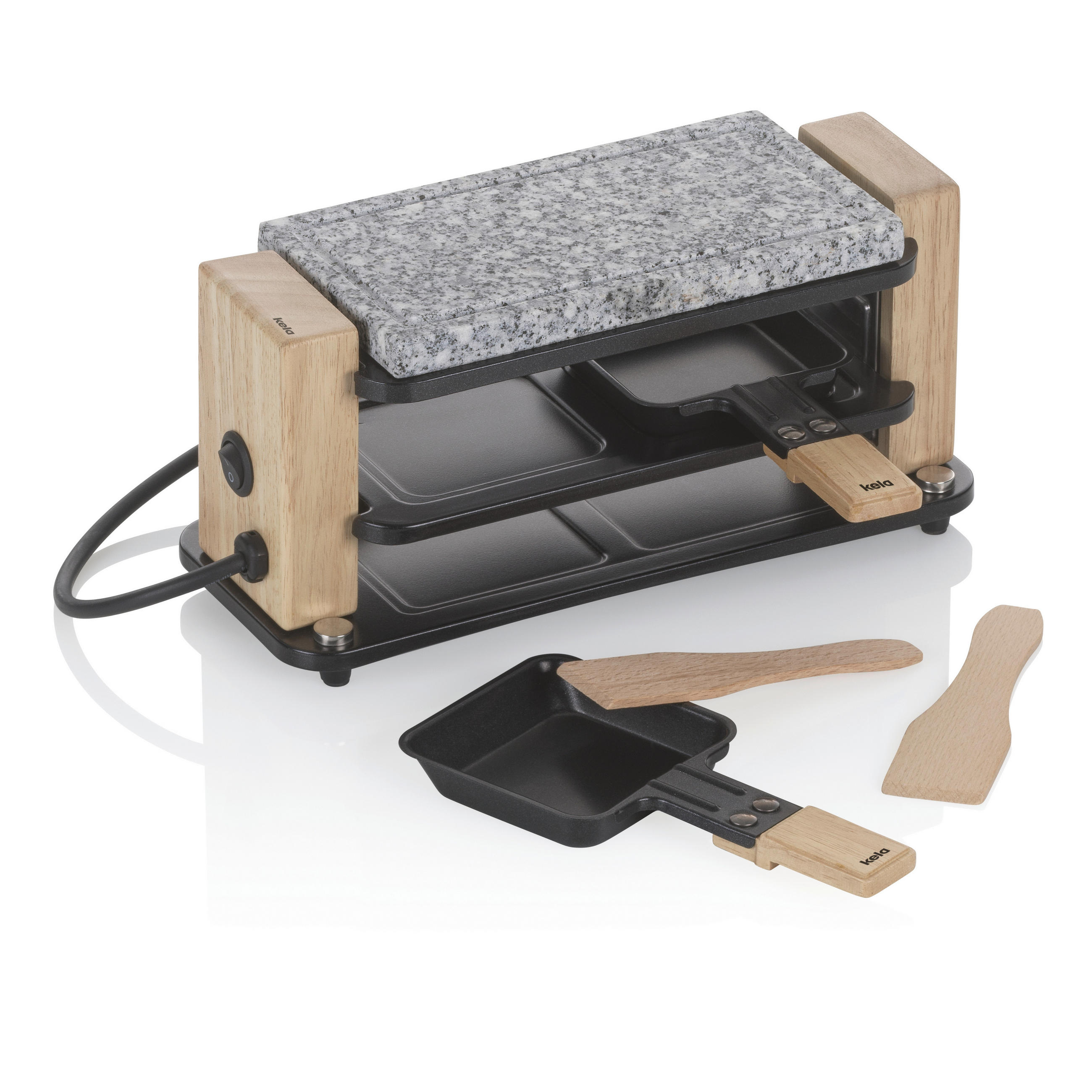 RACLETTE-GRILL Bedretto  - Schwarz, Basics, Stein (27/11/13cm) - Kela
