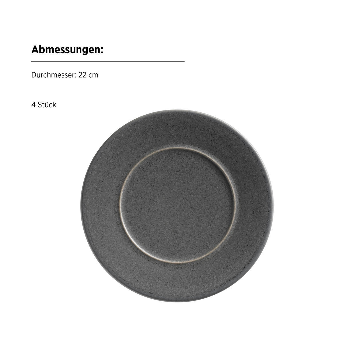 TELLERSET Unico 4-teilig  - Anthrazit, Basics, Keramik - Mäser