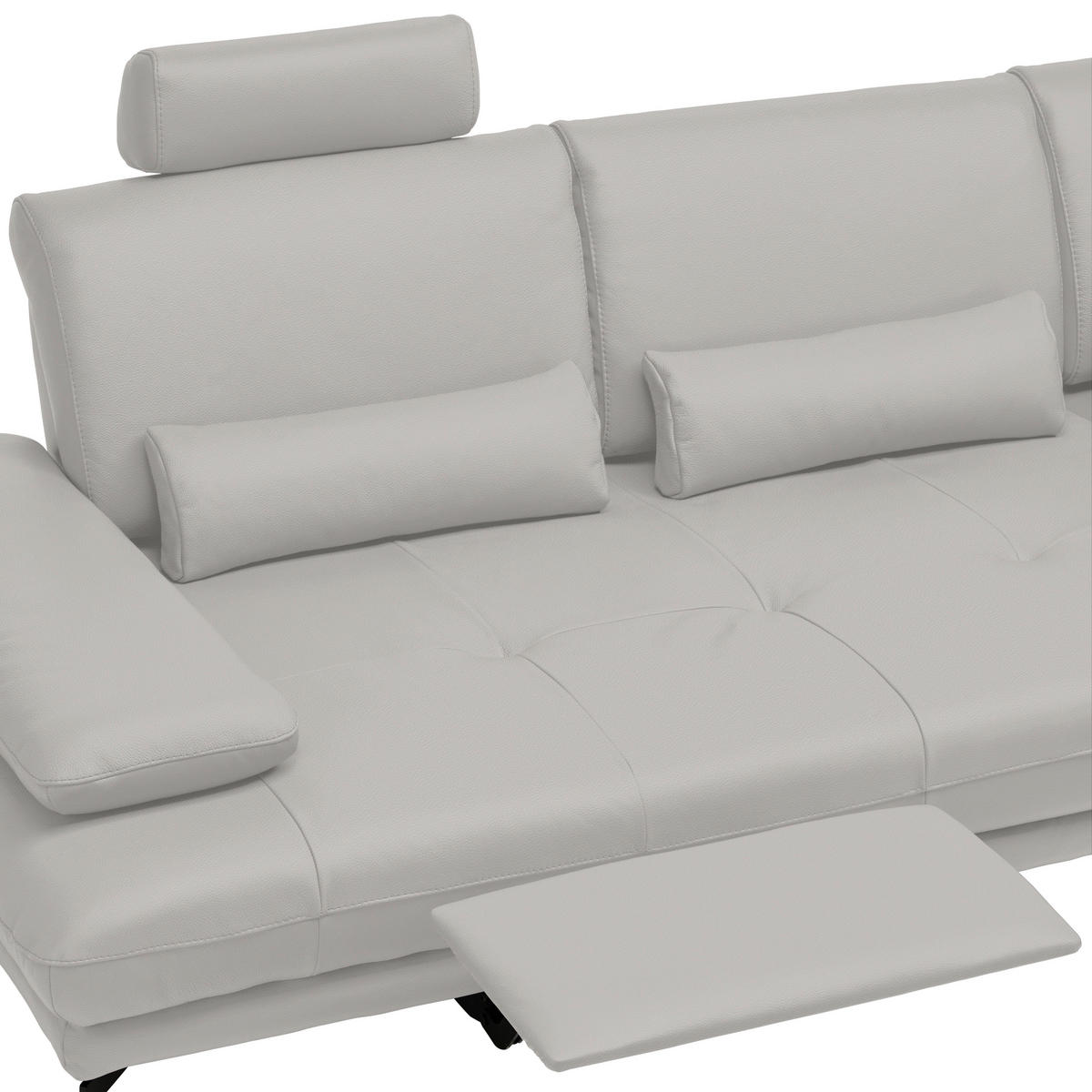 ECKSOFA Greige Echtleder  - Greige/Schwarz, Design, Leder/Metall (273/187cm) - Celina Home