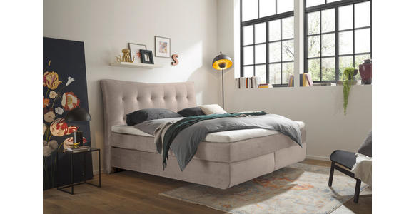 BOXSPRINGBETT 180/200 cm  in Creme  - Creme/Schwarz, Basics, Holzwerkstoff/Kunststoff (180/200cm) - Esposa