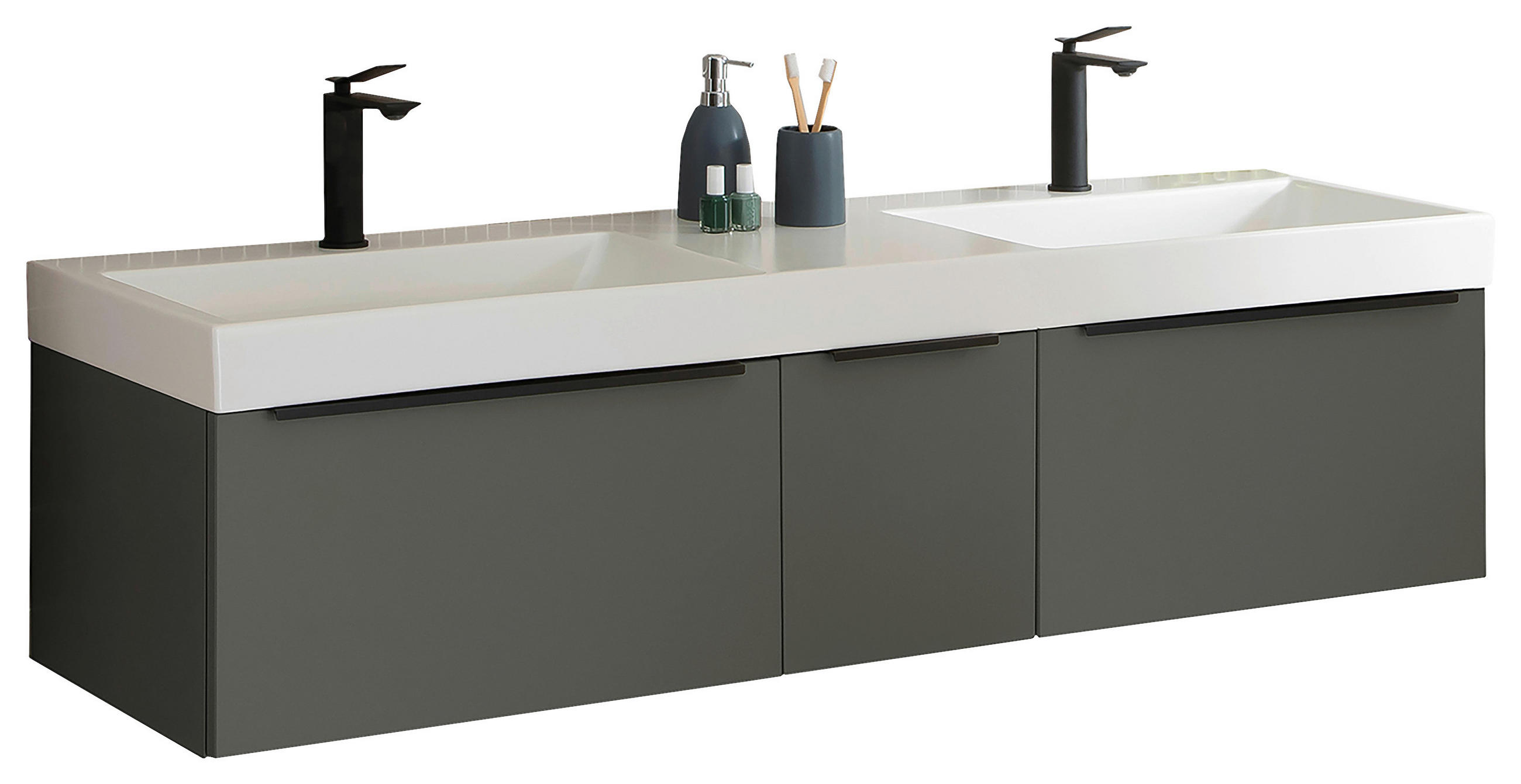 WASCHTISCHKOMBI 152 cm  - Dunkelgrün/Schwarz, Basics, Keramik/Holzwerkstoff (152cm) - Schöner Wohnen