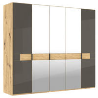 DREHTÜRENSCHRANK 250/216/58 cm,  in Eichefarben, Dunkelbraun, 5 Tür(en)  - Schieferfarben/Eichefarben, Design, Glas/Holz (250/216/58cm) - Musterring