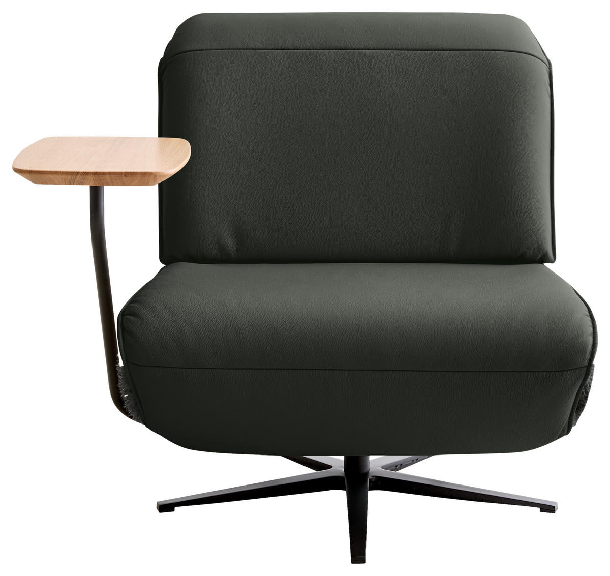 SESSEL in Hochflor Echtleder Anthrazit, Dunkelgrau  - Dunkelgrau/Anthrazit, Design, Leder/Textil (84/65/91cm) - Koinor