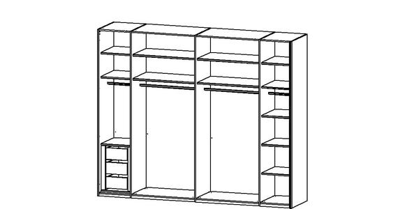 SCHWEBETÜRENSCHRANK 271/223/68 cm 2-türig Graphitfarben, Schwarz  - Alufarben/Graphitfarben, Design, Glas/Holzwerkstoff (271/223/68cm) - Xora