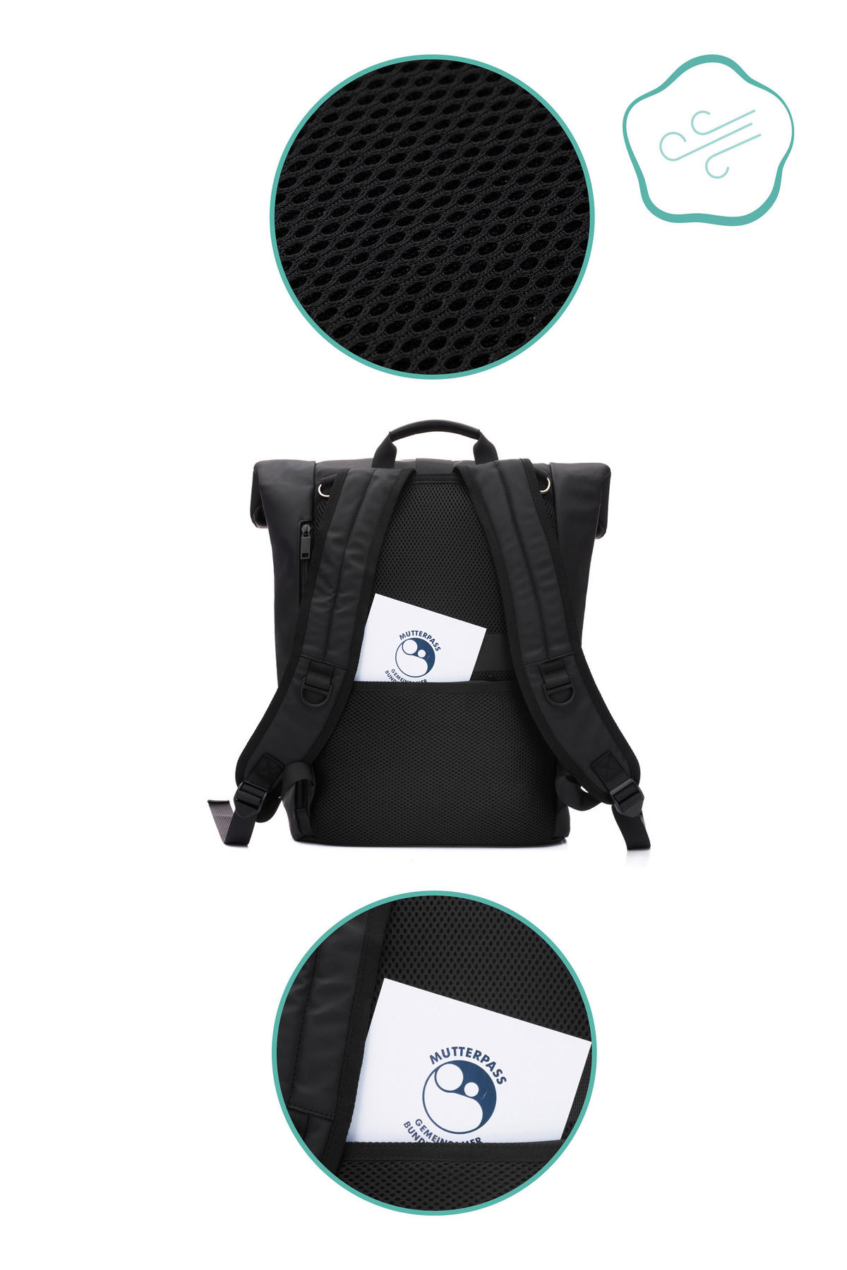 WICKELRUCKSACK Soft Touch  - Schwarz, Basics, Textil (60/38/15cm) - Jimmylee