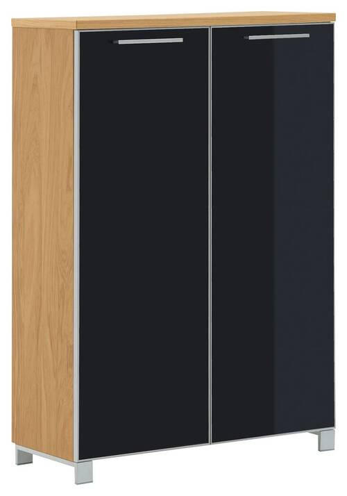 SCHUHSCHRANK Eiche furniert Anthrazit, Eichefarben  - Chromfarben/Eichefarben, Design, Glas/Holz (84/126/37cm)